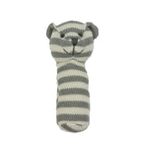 Knitted Rattle - Grey and white bear