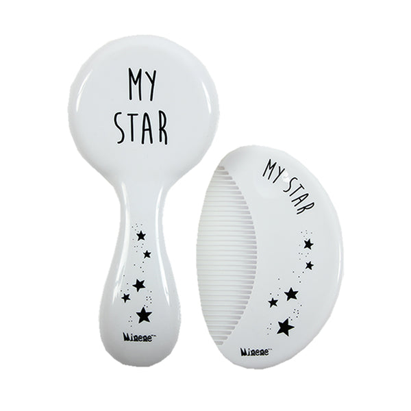 Baby Brush and Comb Set - White Star