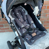 Newborn Cotton Stroller Insert - Dark Grey and silver 🌑
