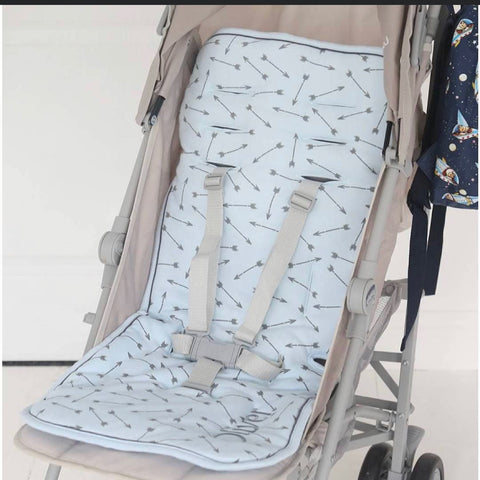 Jersey Cotton Stroller Liner - Blue with grey arrows